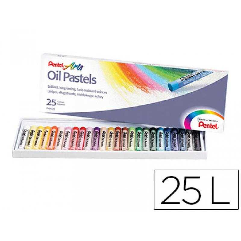 Lápices pentel oil pastel caja de 25 colores surtidos