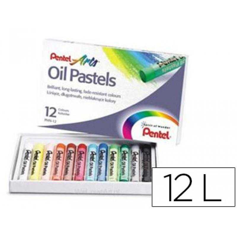 Lápices pentel oil pastel caja de 12 colores surtidos