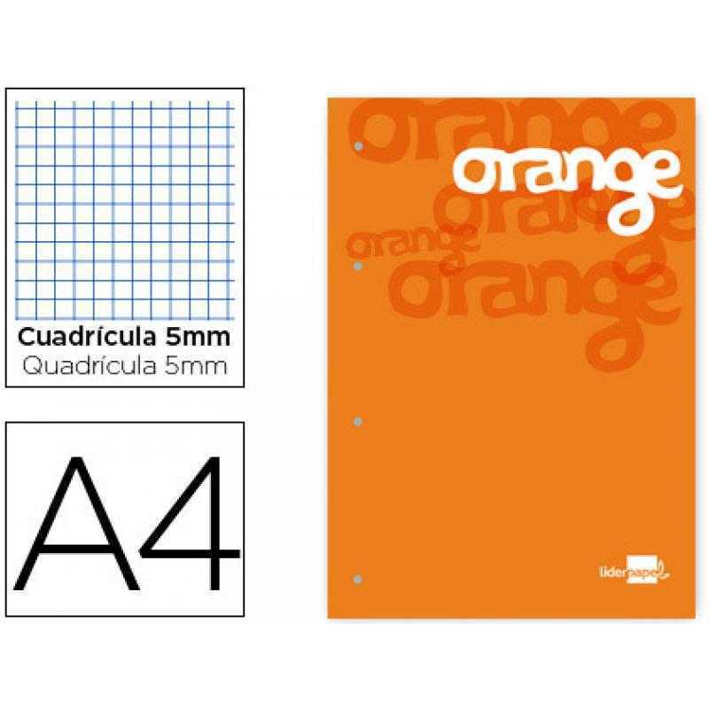 Bloc encolado liderpapel cuadro 5 mm naranja a4 natural100 hojas 100 g/m2