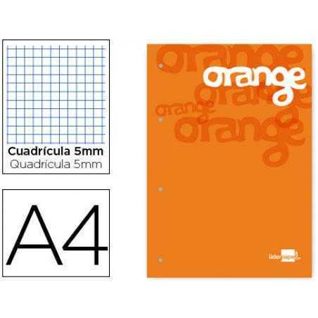 Bloc encolado liderpapel cuadro 5 mm naranja a4 natural100 hojas 100 g/m2