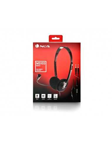 Auricular ngs headset ms103 max con microfono y control de volumen longitud cable 1,5 mt color negro