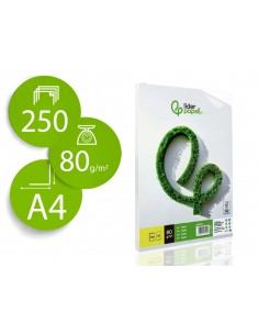 Papel liderpapel a4 80g/m2 liso paquete de 250 hojas