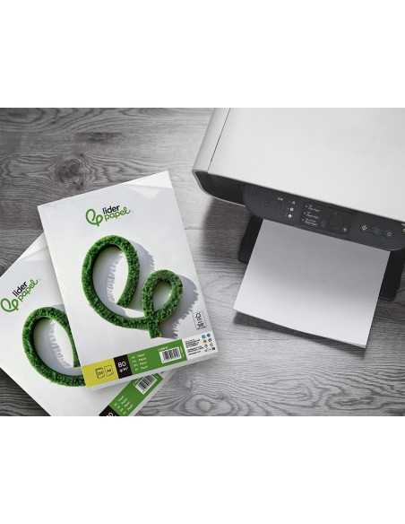 Papel liderpapel a4 80g/m2 liso paquete de 250 hojas