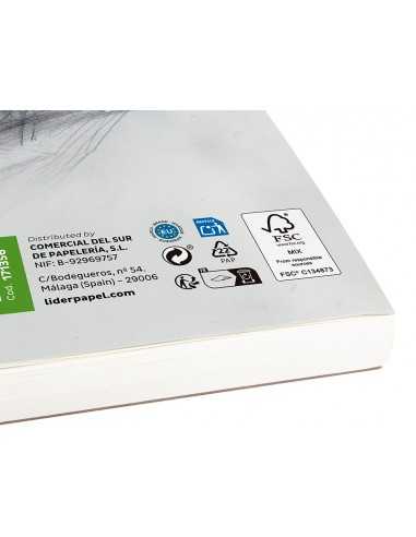 Bloc dibujo liderpapel esbozos espiral din a6 105x148mm 100 hojas 90gr/m2 sin recuadro