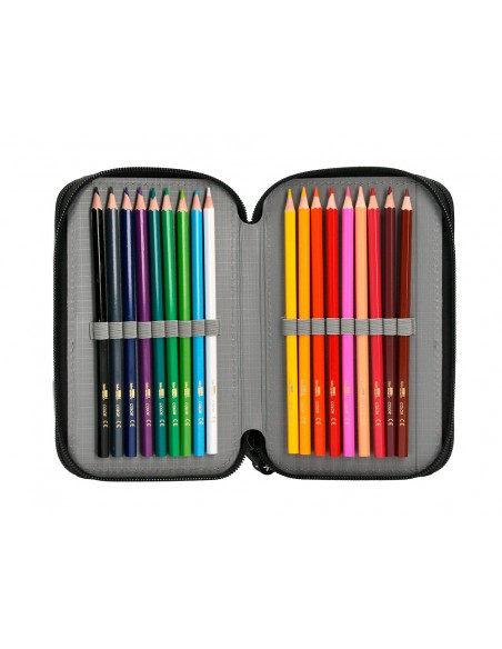 Plumier escolar antartik triple cremallera color coral 36 piezas