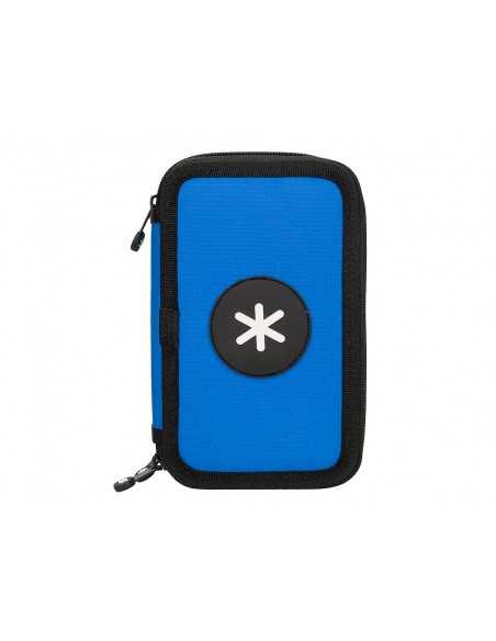 Plumier escolar antartik triple cremallera color azul 36 piezas