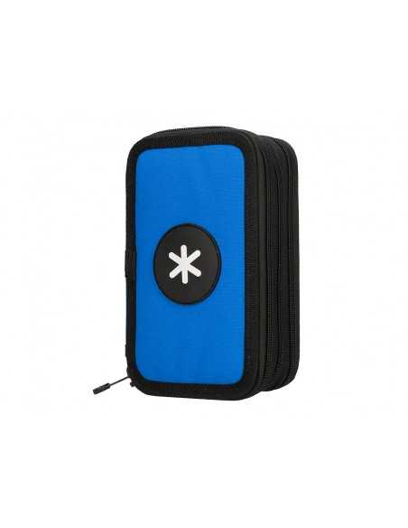 Plumier escolar antartik triple cremallera color azul 36 piezas