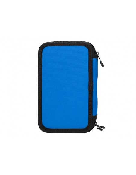Plumier escolar antartik triple cremallera color azul 36 piezas