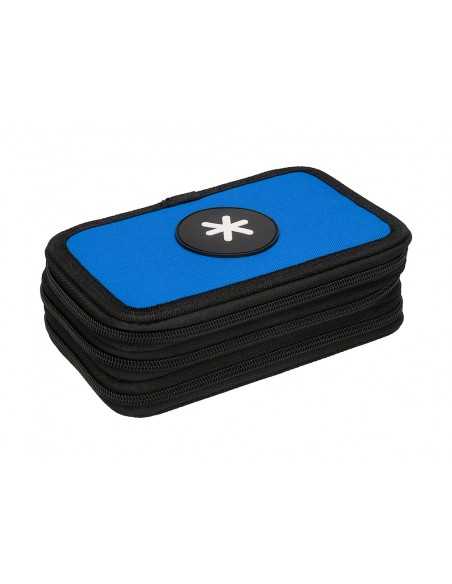 Plumier escolar antartik triple cremallera color azul 36 piezas