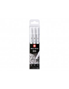 Rotulador roller sakura gelly basic blanco estuche de 3 unidades