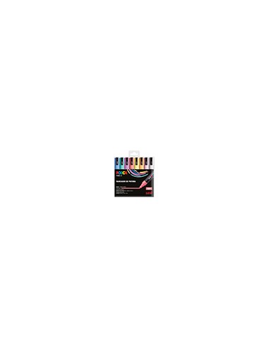 Rotulador uni posca pc-5m/8c marcador de pintura punta conica 1,8-2,5 mm estuche de 8 unidades colores suaves