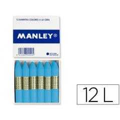 Lápices de cera manley unicolor celeste claro caja de 12 n.41