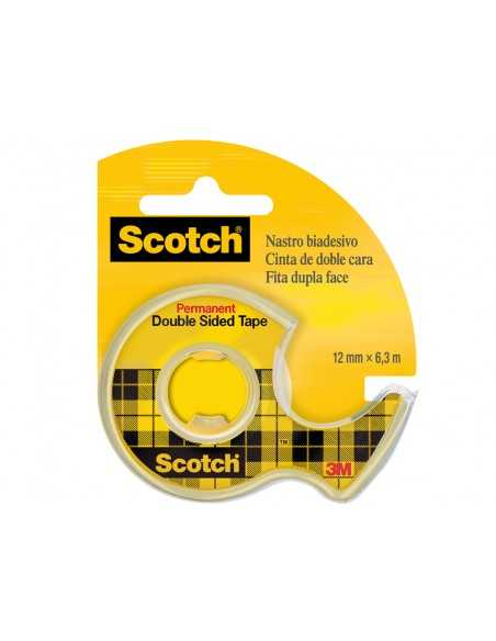Cinta adhesiva scotch 136-d dos caras 6,3 mt x 12 mm en portarrollo