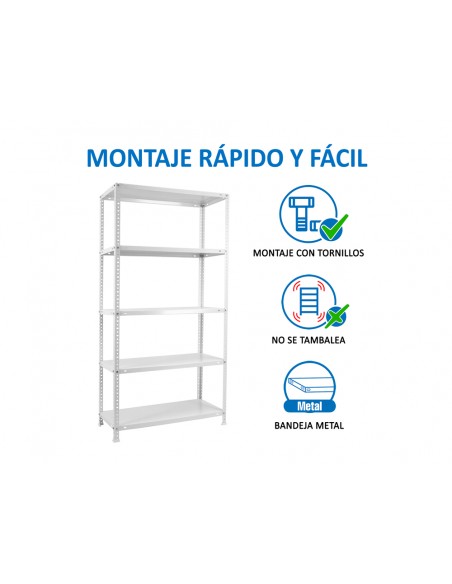 Estanteria metalica simonrack kits advantage mini 5/400 color blanco 5 estantes 75 kg por estante 180x80x40 cm