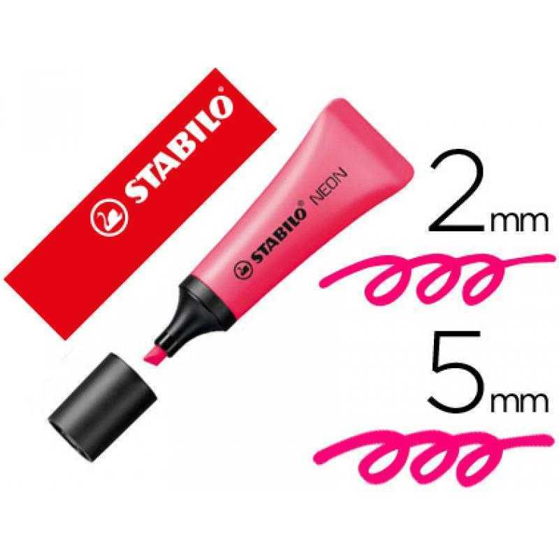 Rotulador stabilo fluorescente 72 rosa neon