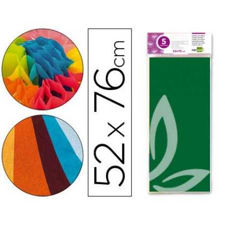 Papel seda liderpapel 52x76cm 18g/m2 bolsa de 5 hojas verde oscuro