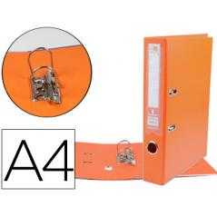 Archivador de palanca liderpapel a4 documenta forrado pvc con rado lomo 52mmnaranja compresor metalico