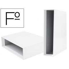 Caja archivador liderpapel de palanca carton folio documenta lomo 75mm color blanca