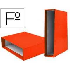 Caja archivador liderpapel de palanca carton folio documenta lomo 75mm color naranja