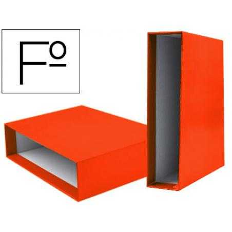 Caja archivador liderpapel de palanca carton folio documenta lomo 75mm color naranja