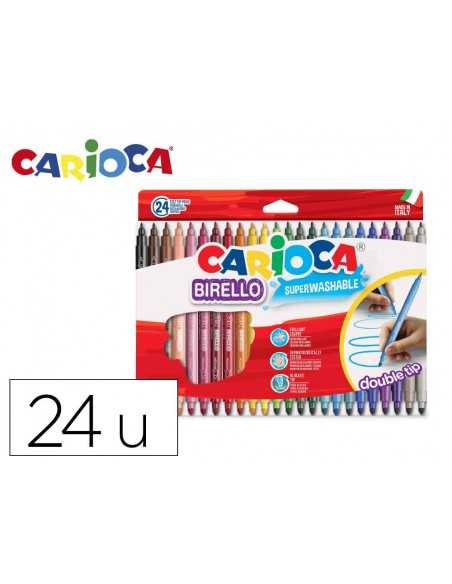 Rotulador carioca birello doble punta caja de 24 unidades colores surtidos
