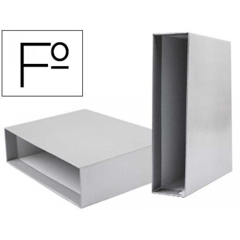 Caja archivador liderpapel de palanca carton folio documenta lomo 75mm color gris