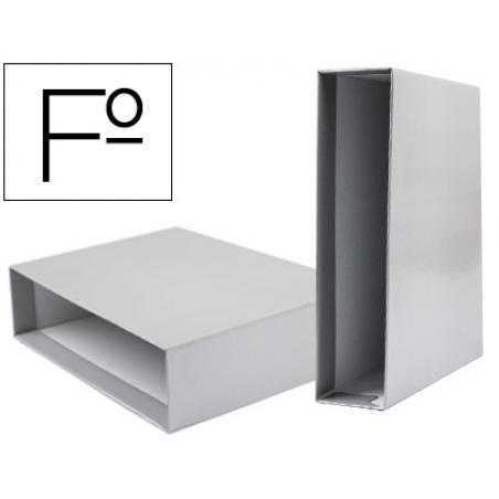 Caja archivador liderpapel de palanca carton folio documenta lomo 75mm color gris
