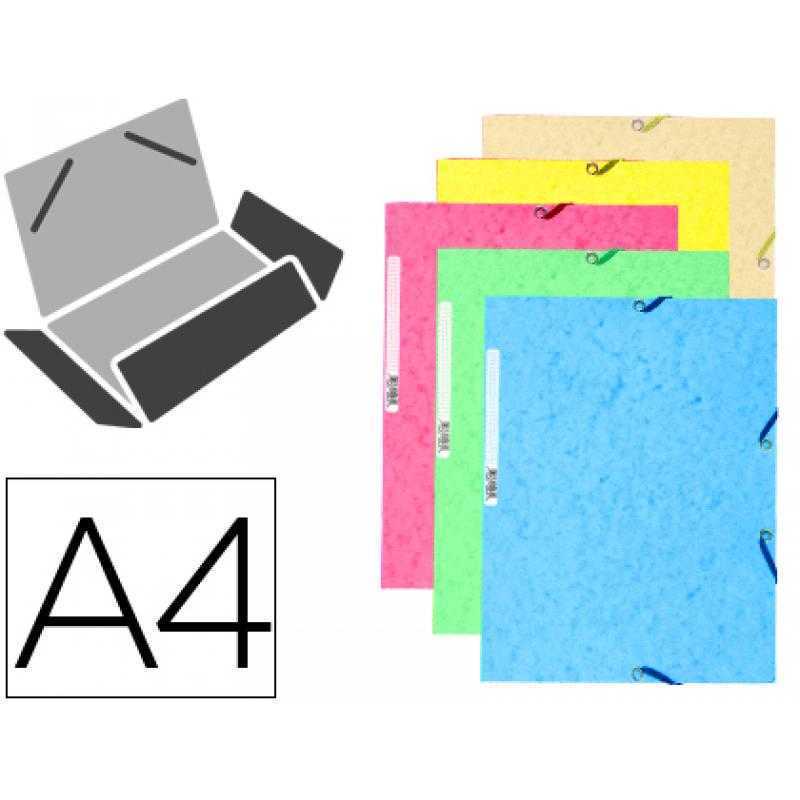 Carpeta goma exacompta din a4 3 solapas cartulina ilustrada colores pastel surtidos