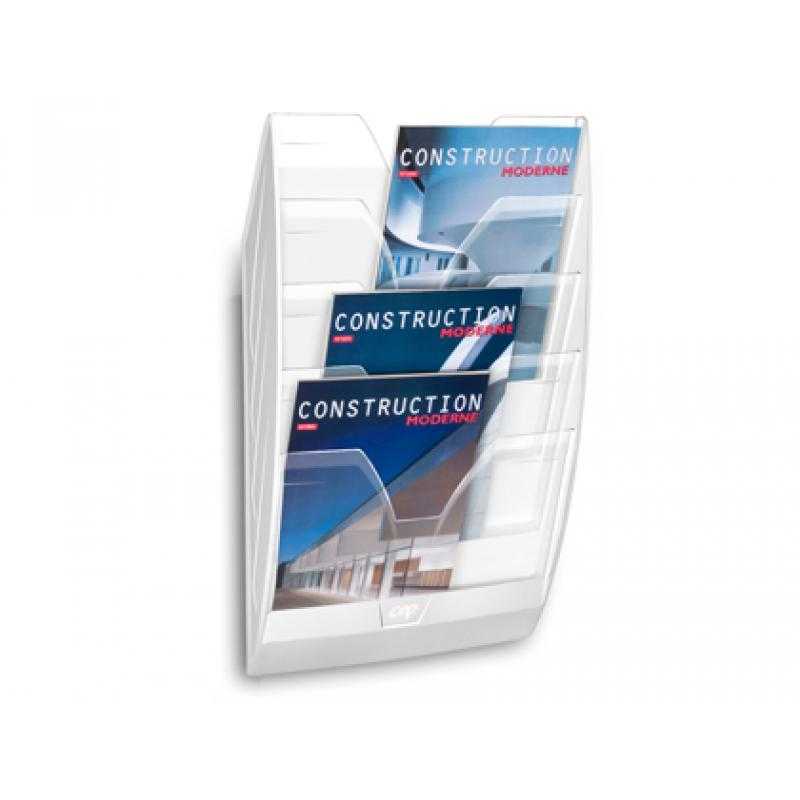 Expositor mural cep de pared con 5 compartimentos transparente y blanco 580x122x350mm
