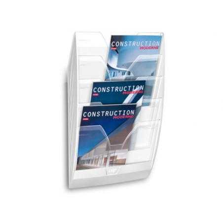 Expositor mural cep de pared con 5 compartimentos transparente y blanco 580x122x350mm