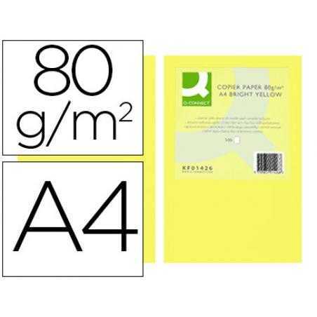 Papel color q-connect din a4 80gr amarillo intenso paquete de 500 hojas