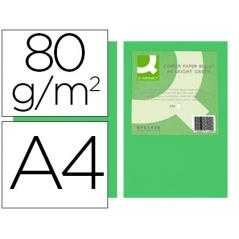 Papel color q-connect din a4 80gr verde intenso paquete de 500 hojas