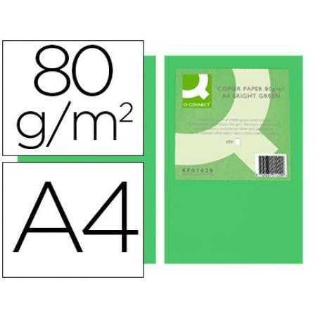 Papel color q-connect din a4 80gr verde intenso paquete de 500 hojas