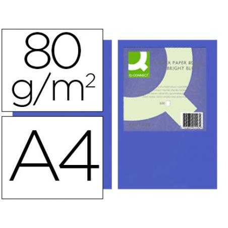 Papel color q-connect din a4 80gr azul intenso paquete de 500 hojas