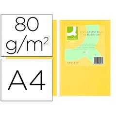 Papel color q-connect din a4 80gr amarillo paquete de 500 hojas