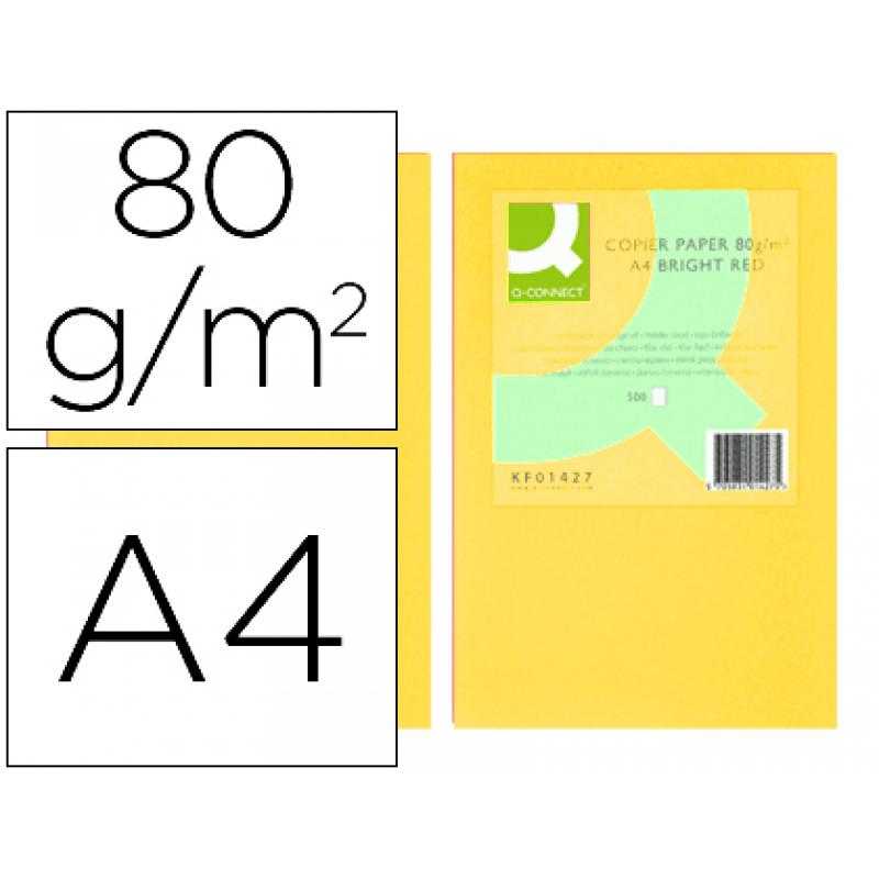 Papel color q-connect din a4 80gr amarillo paquete de 500 hojas