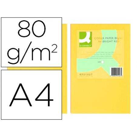 Papel color q-connect din a4 80gr amarillo paquete de 500 hojas