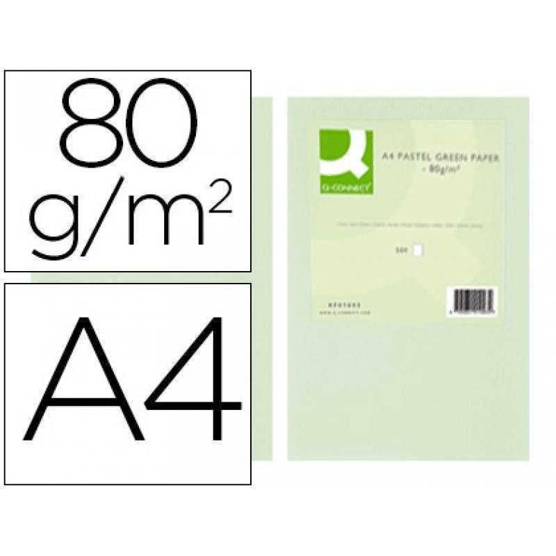 Papel color q-connect din a4 80 gr verde paquete de 500 hojas