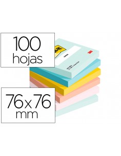 Bloc de notas adhesivas quita y pon beachside 100% pefc 76x76 mm 100 hojas pack de 6 unidades