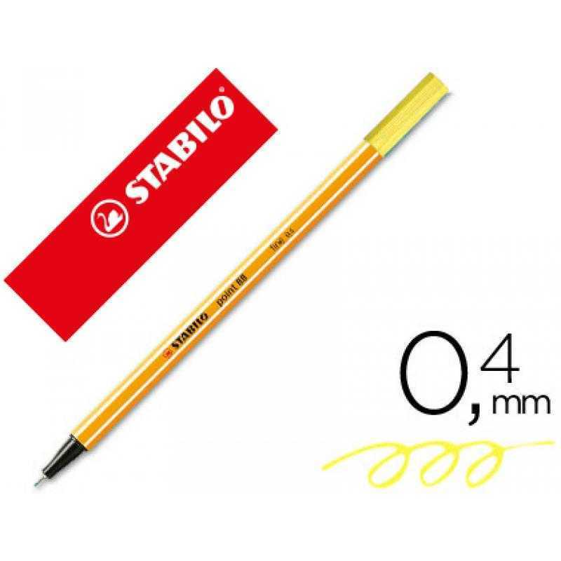 Rotulador stabilo punta de fib ra point 88 amarillo neon punta fina 0,4mm