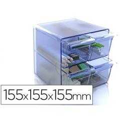 Archicubo archivo 2000 4 cajones organizador modular plastico azul transparente 190x150x150 mm