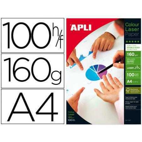 Papel fotografico apli glossy doble cara din a4 pack de 100 hojas 160 gr