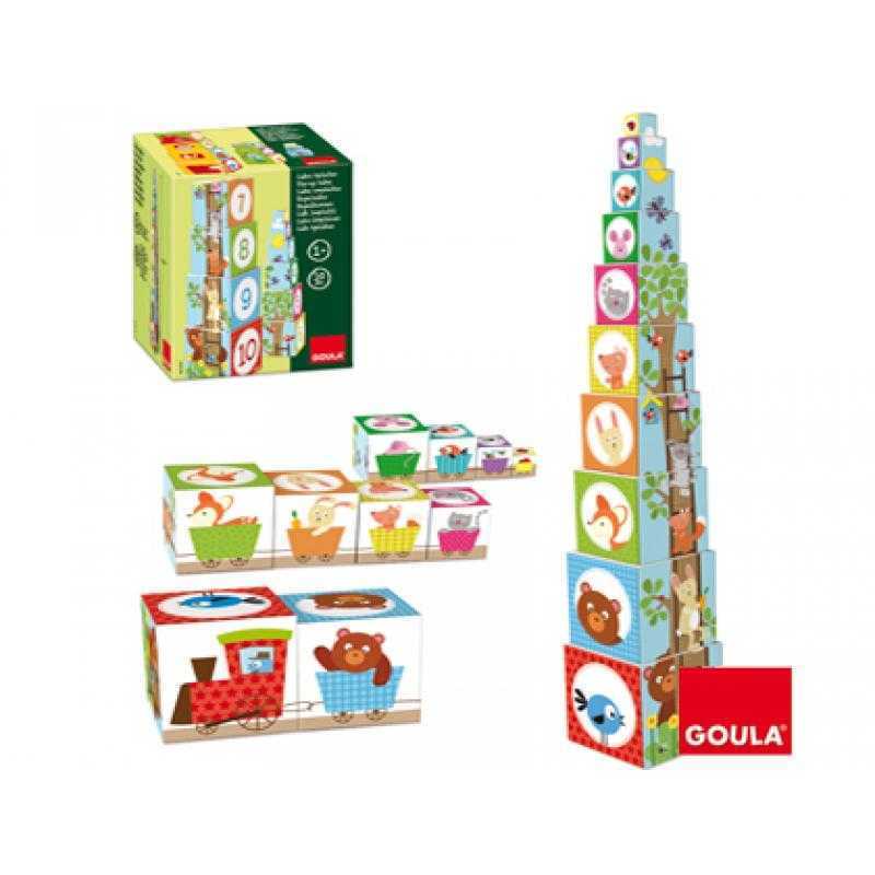 Juego diset didacticos cubos apilables figuras del bosque