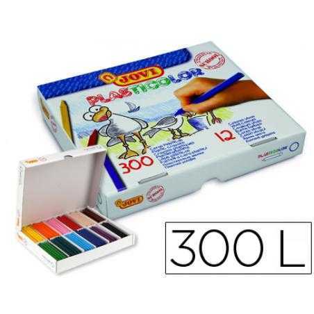 Lápices cera jovi plásticolor caja de 300 unidades 25 colores surtidos