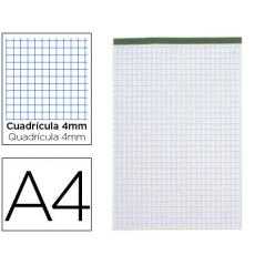 Bloc notas liderpapel cuadro 4 mm a4 80 hojas 60 g/m2 perforado sin tapa