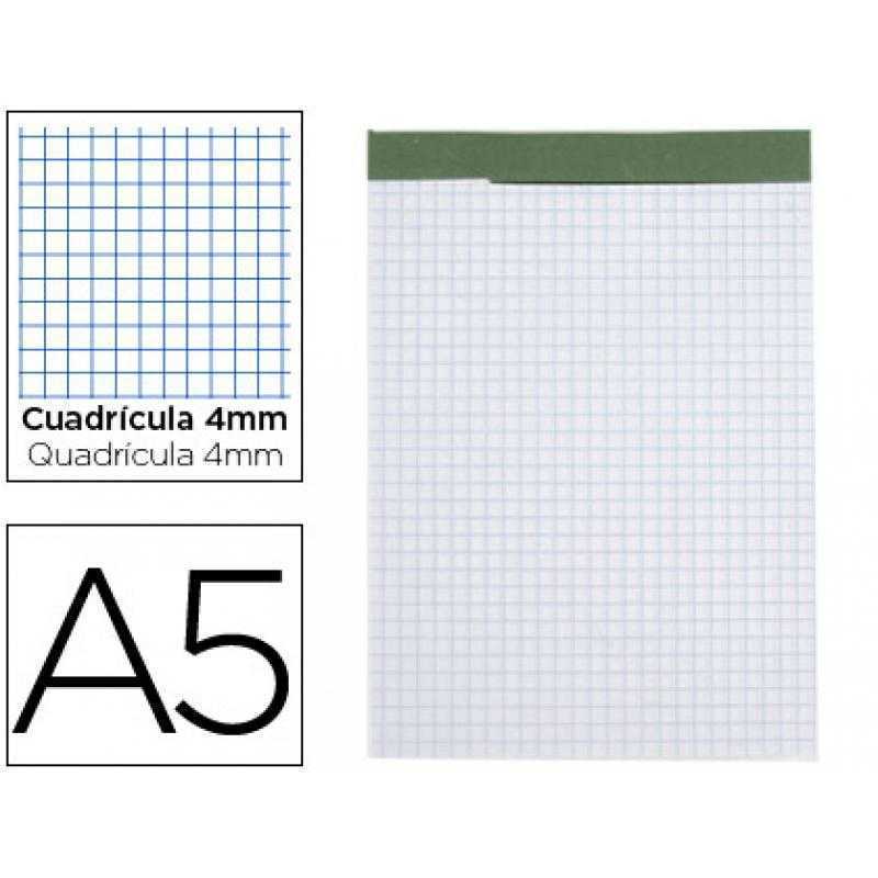 Bloc notas liderpapel cuadro 4 mm a5 80 hojas 60 g/m2 perforado sin tapa