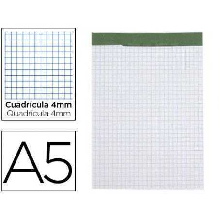 Bloc notas liderpapel cuadro 4 mm a5 80 hojas 60 g/m2 perforado sin tapa