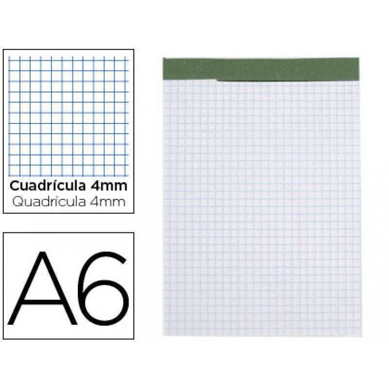 Bloc notas liderpapel cuadro 4 mm a6 80 hojas 60 g/m2 perforado sin tapa
