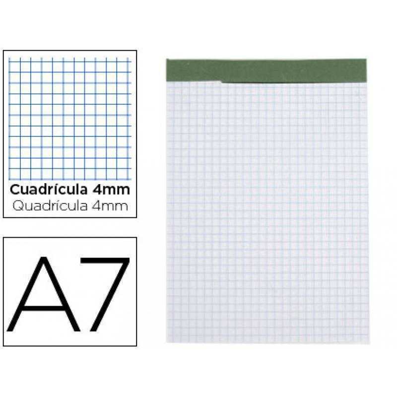 Bloc notas liderpapel cuadro 4 mm a7 80 hojas 60 g/m2 perforado sin tapa