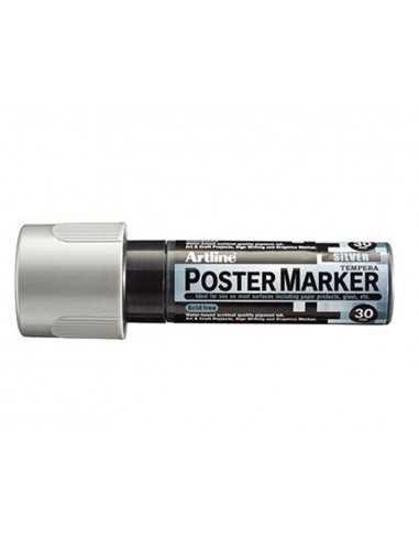 Rotulador artline poster marker epp-30 punta rectangular 30 mm color plata